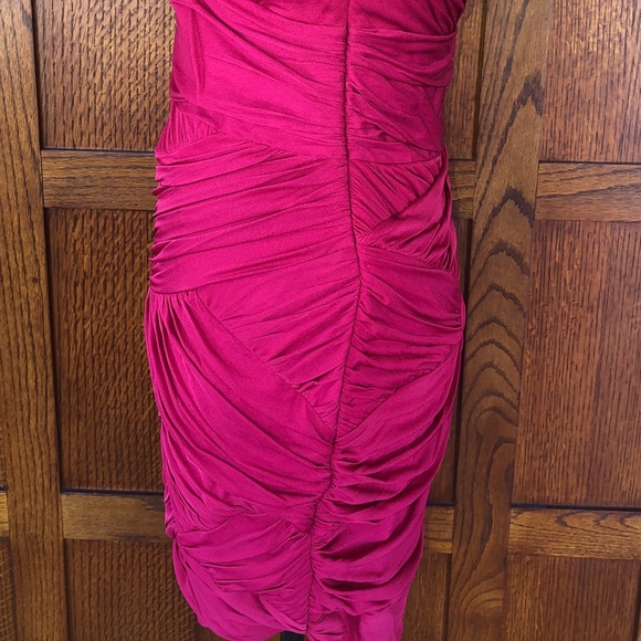 Halston Ruched Fitted Halter Dress - Medium - Red - Picture 6 of 8